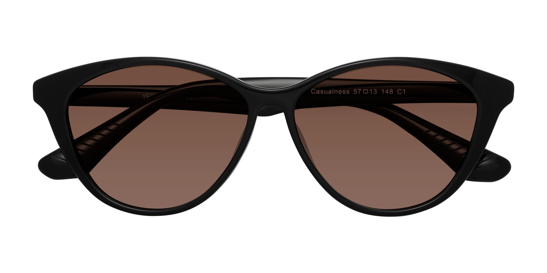 Folded Front of Casualness in Black with Brown Tinted Lenses