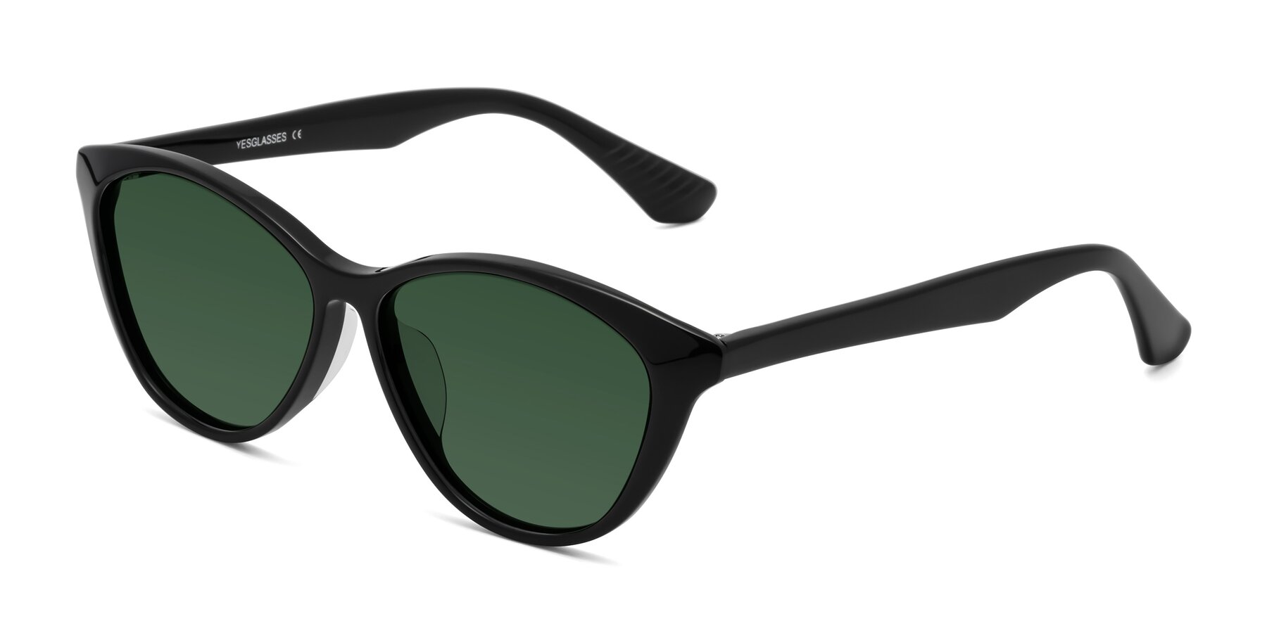 Angle of Casualness in Black with Green Tinted Lenses