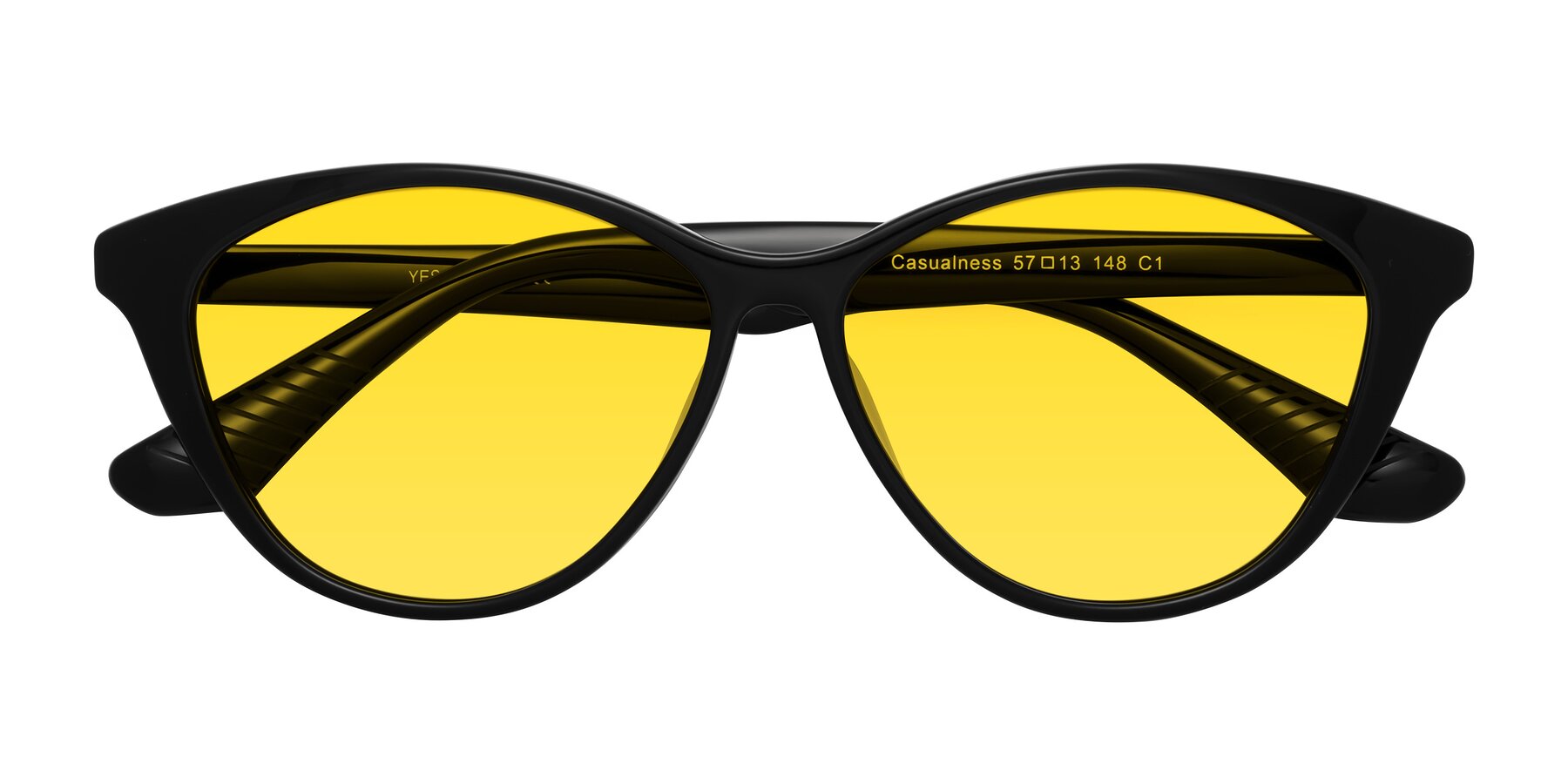 Folded Front of Casualness in Black with Yellow Tinted Lenses