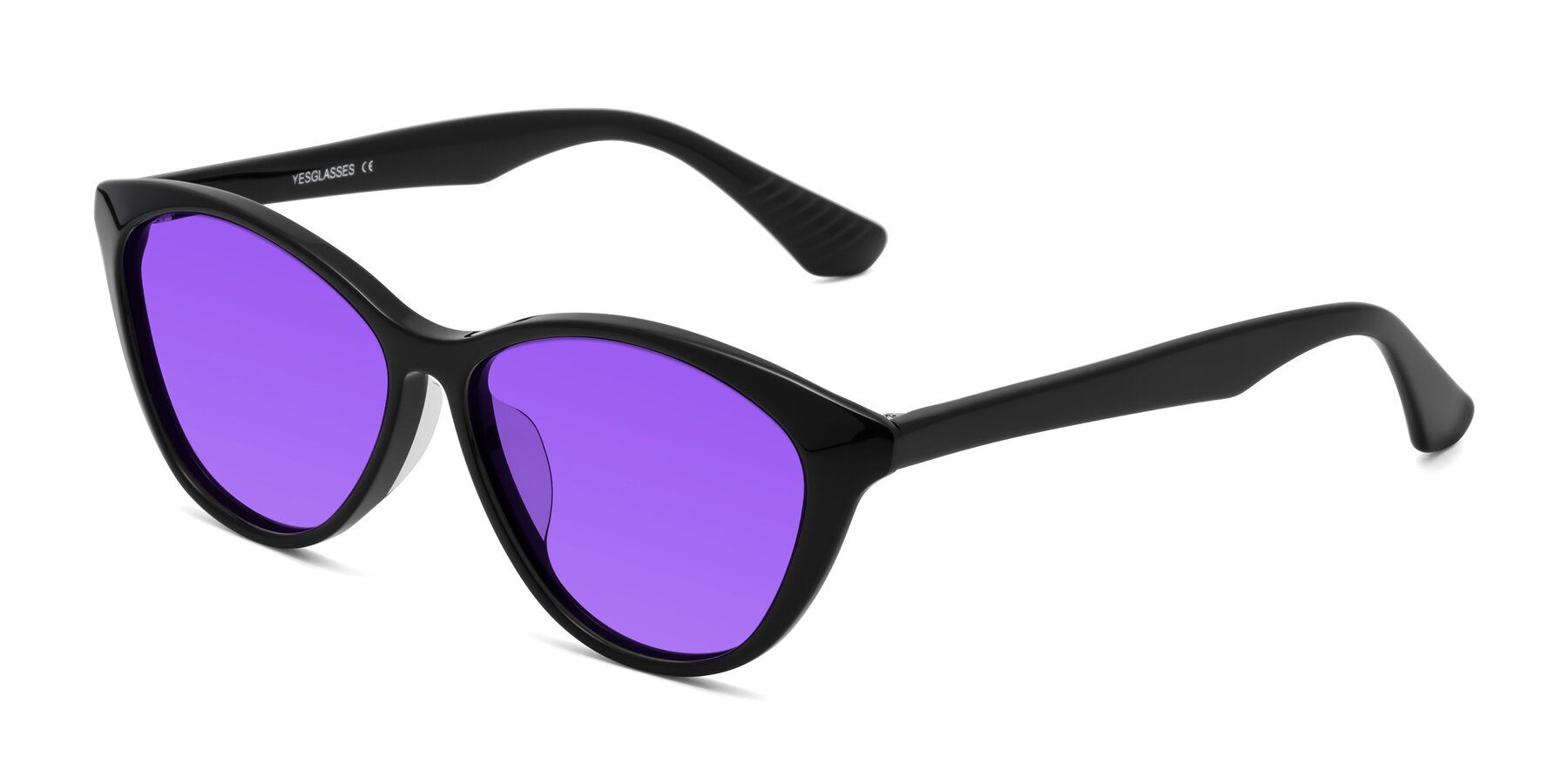 Angle of Casualness in Black with Purple Tinted Lenses