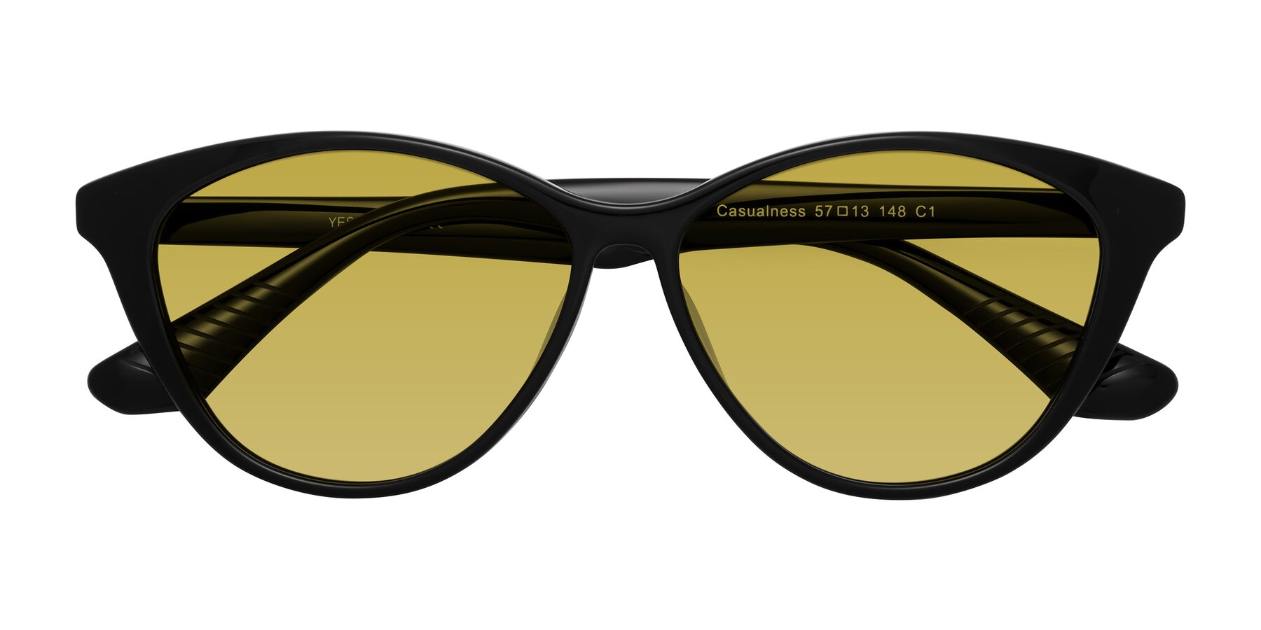 Folded Front of Casualness in Black with Champagne Tinted Lenses