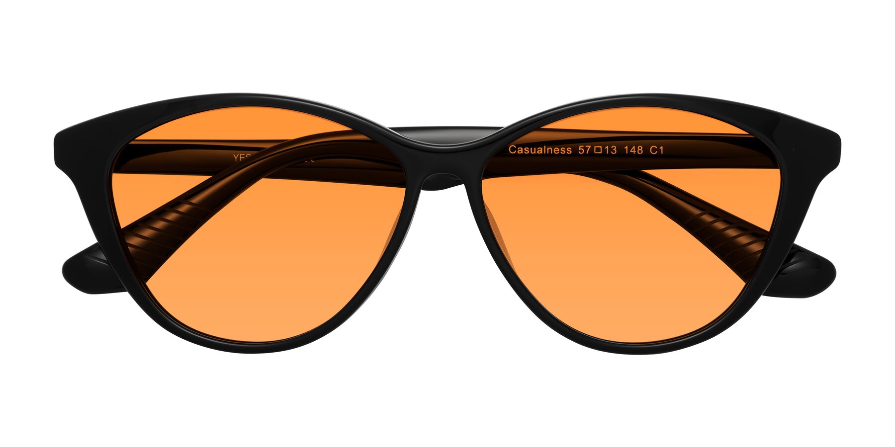 Folded Front of Casualness in Black with Orange Tinted Lenses