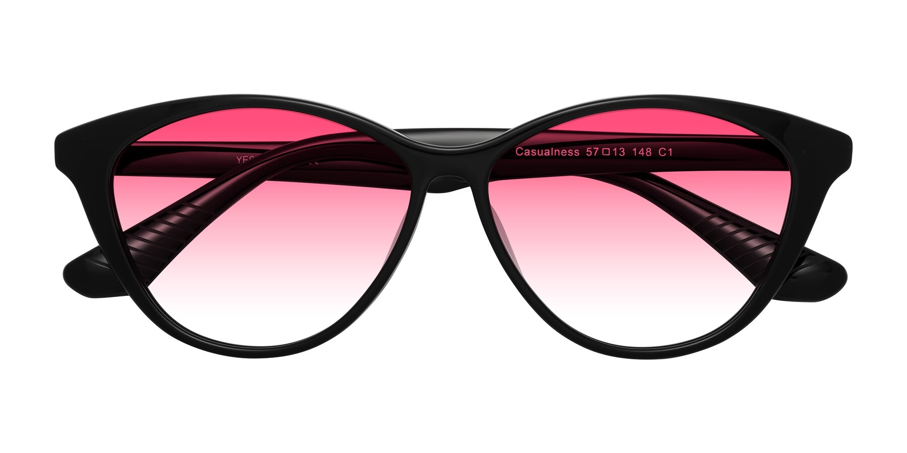 Folded Front of Casualness in Black with Pink Gradient Lenses