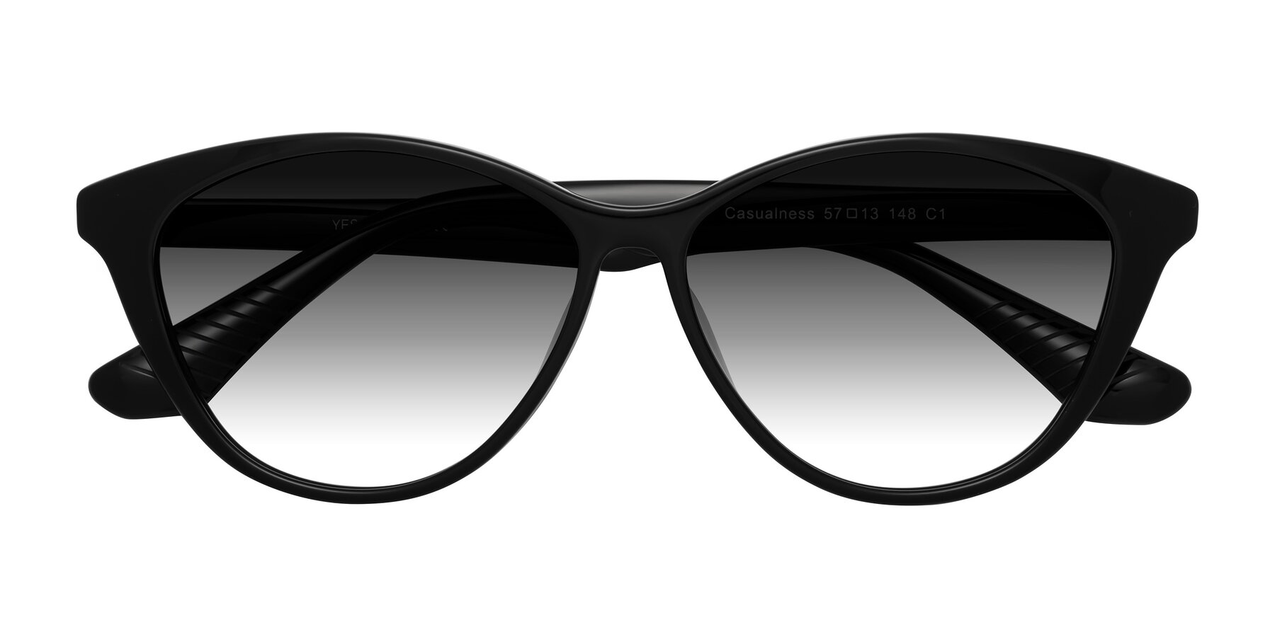 Folded Front of Casualness in Black with Gray Gradient Lenses