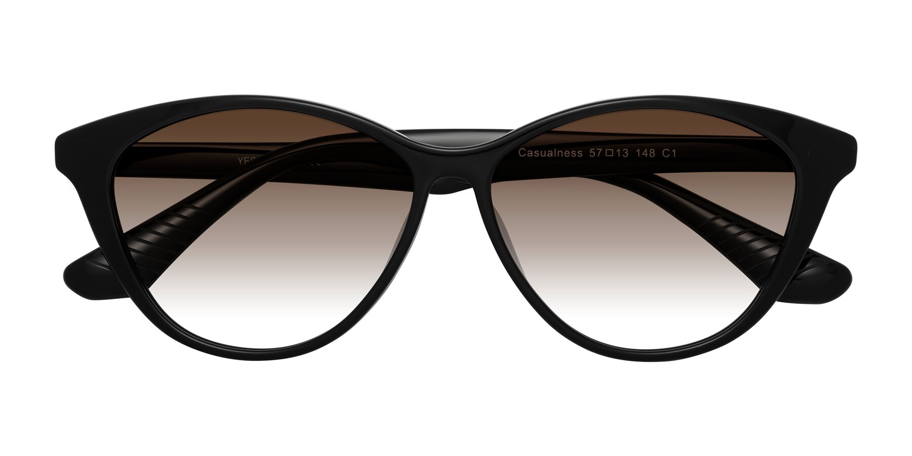 Folded Front of Casualness in Black with Brown Gradient Lenses