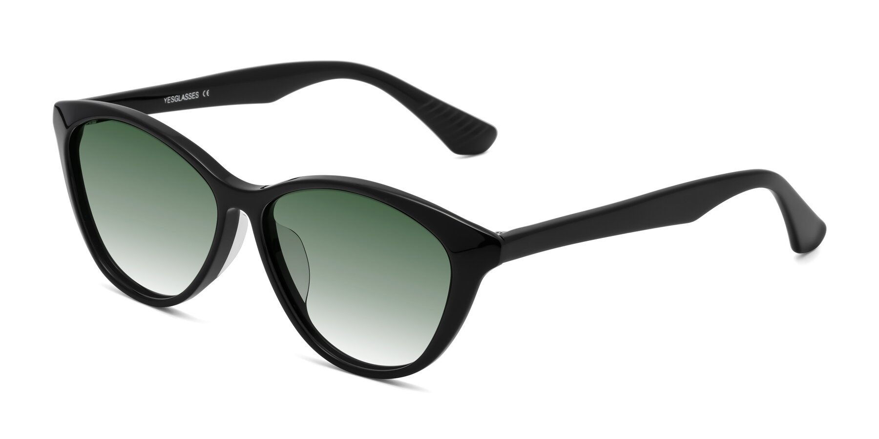 Angle of Casualness in Black with Green Gradient Lenses