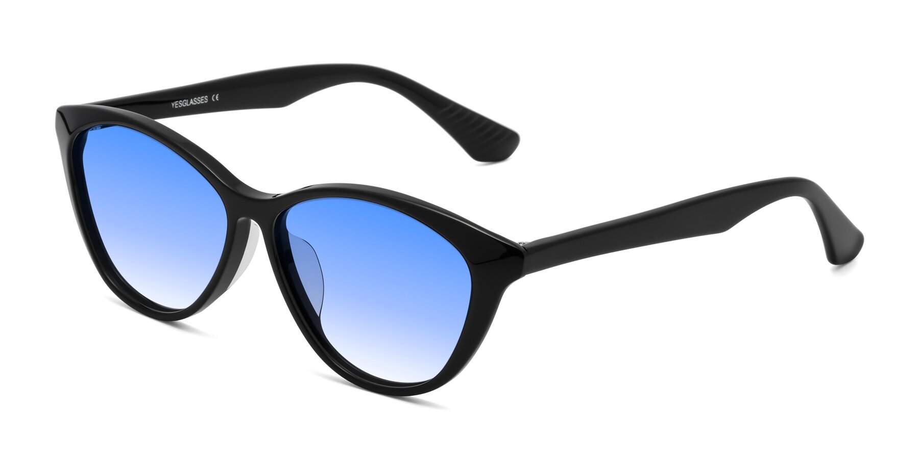 Angle of Casualness in Black with Blue Gradient Lenses