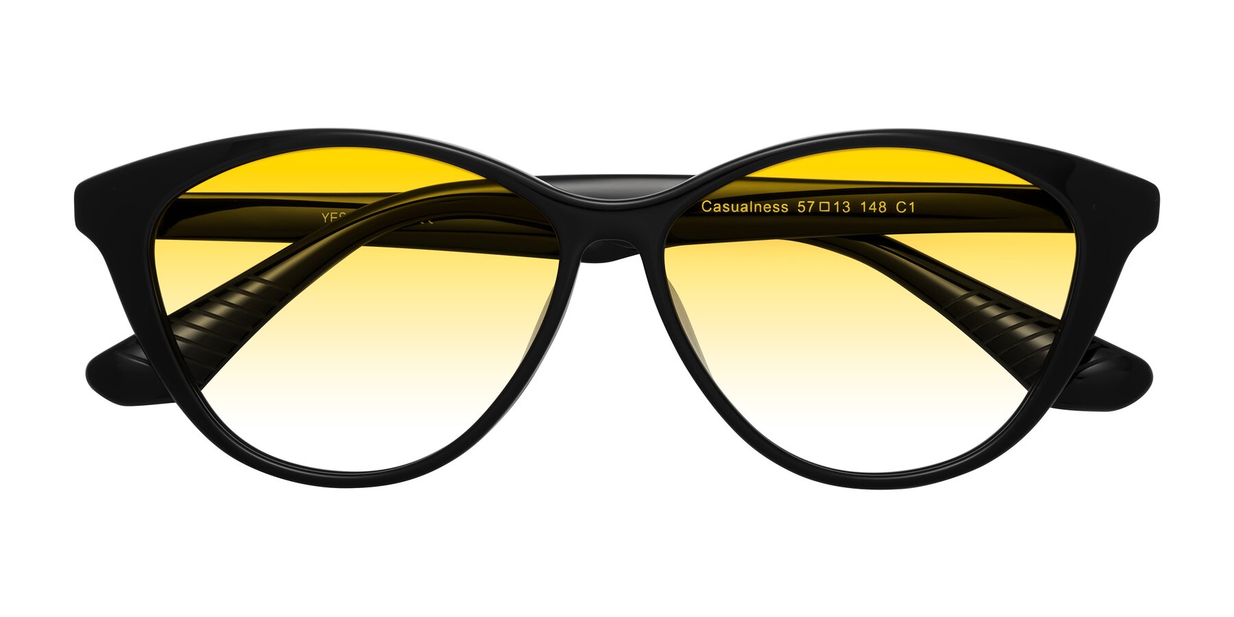 Folded Front of Casualness in Black with Yellow Gradient Lenses