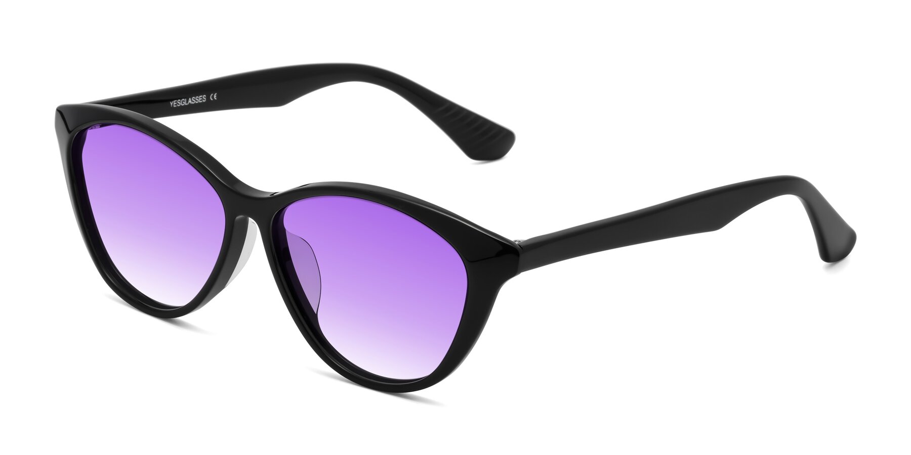 Angle of Casualness in Black with Purple Gradient Lenses