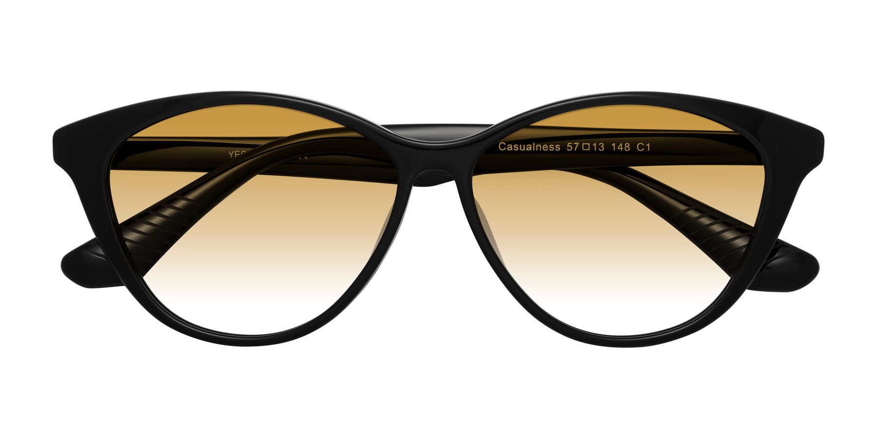 Folded Front of Casualness in Black with Champagne Gradient Lenses