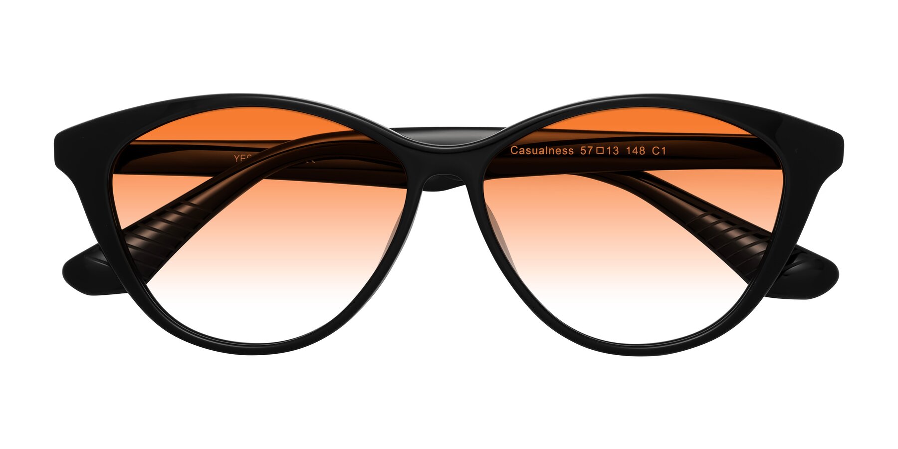 Folded Front of Casualness in Black with Orange Gradient Lenses