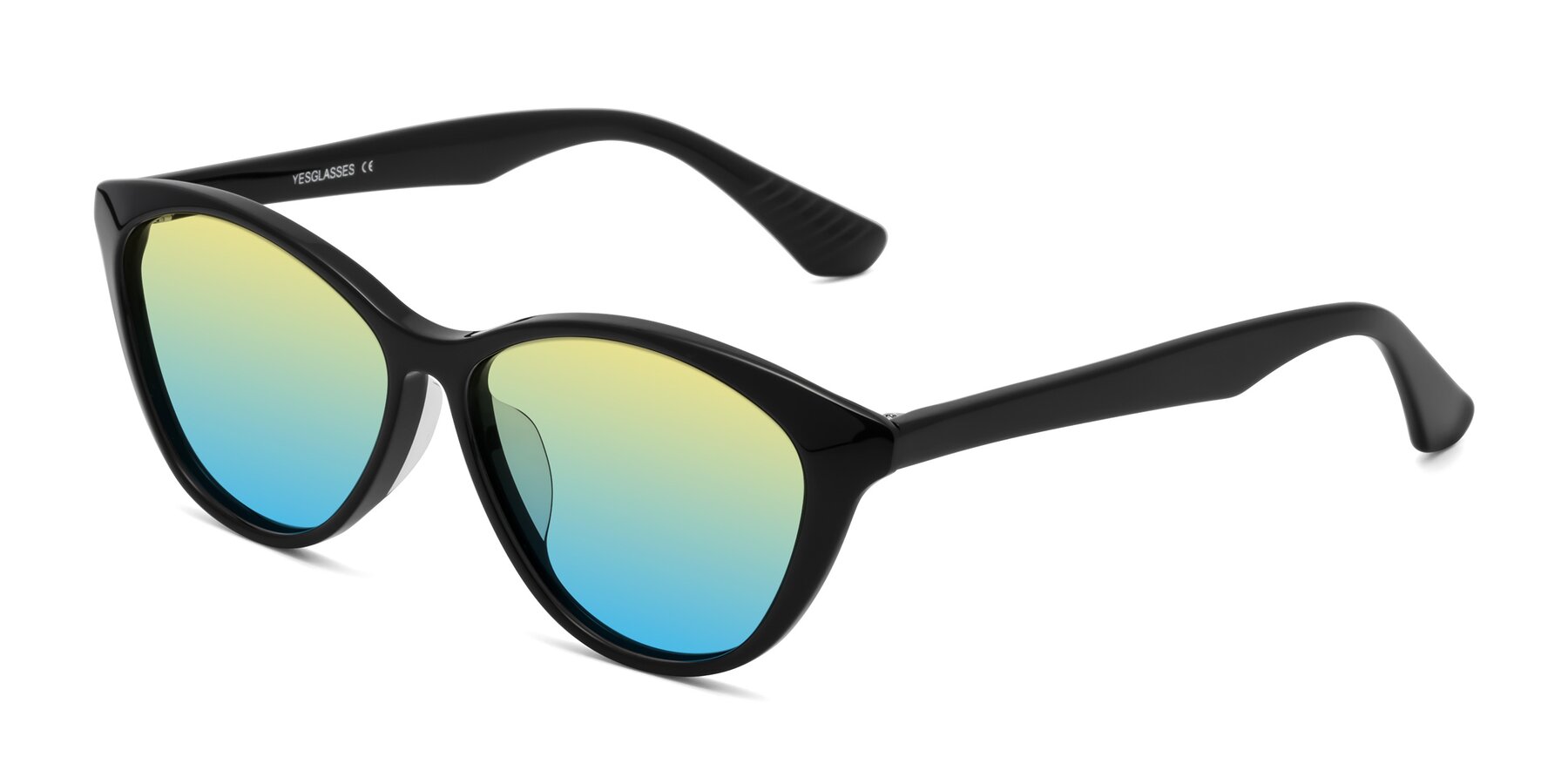 Angle of Casualness in Black with Yellow / Blue Gradient Lenses