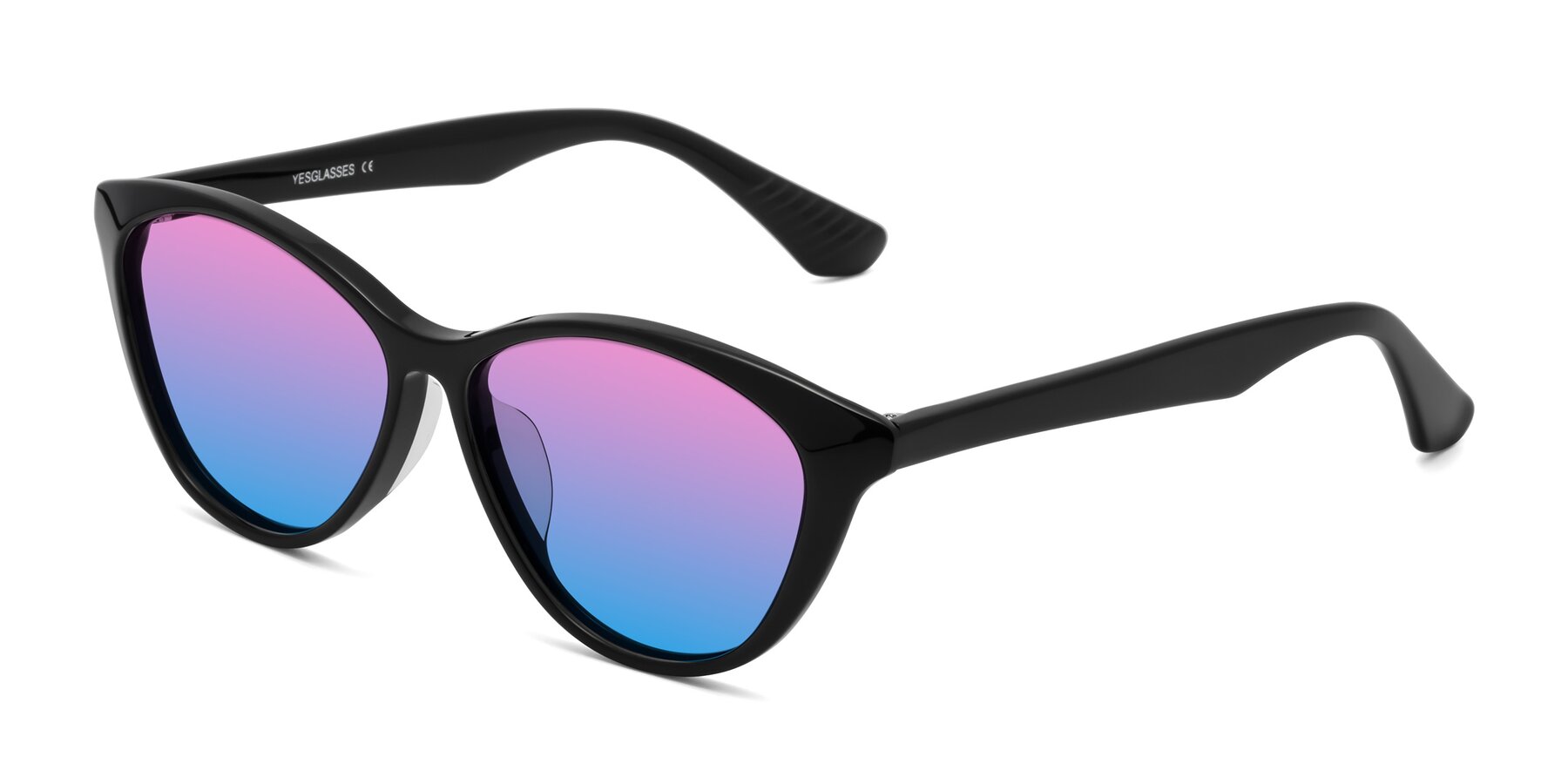 Angle of Casualness in Black with Pink / Blue Gradient Lenses