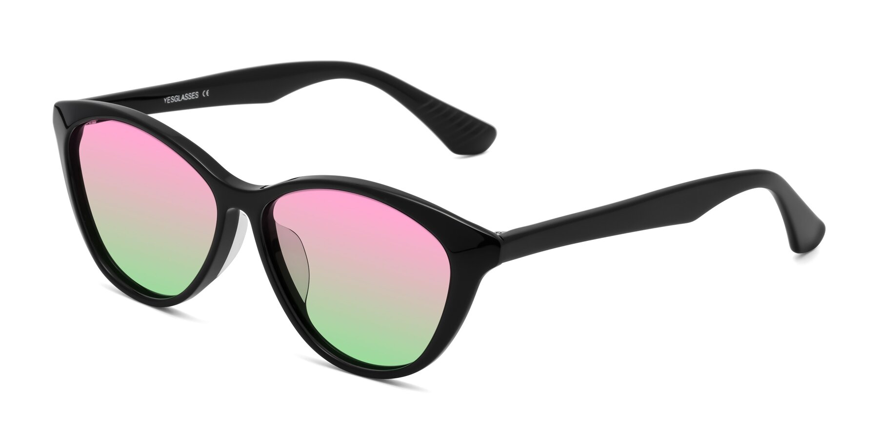 Angle of Casualness in Black with Pink / Green Gradient Lenses