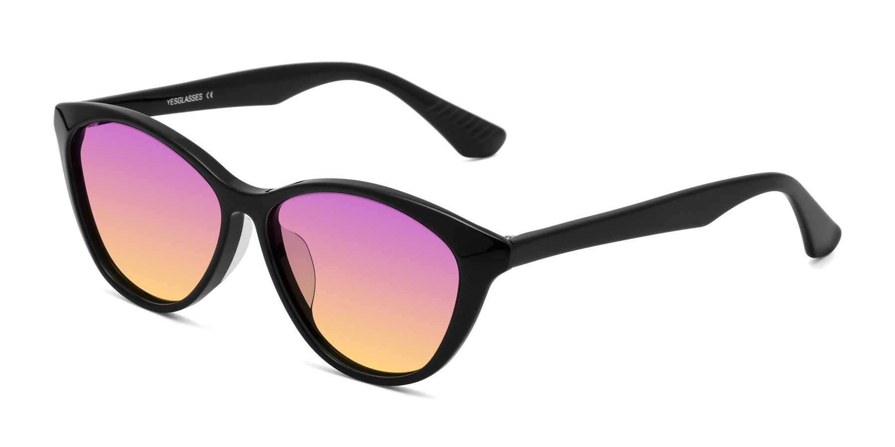 Angle of Casualness in Black with Purple / Yellow Gradient Lenses