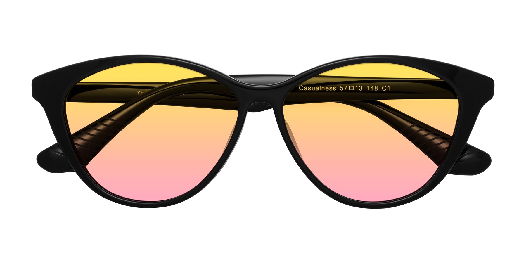 Folded Front of Casualness in Black with Yellow / Pink Gradient Lenses