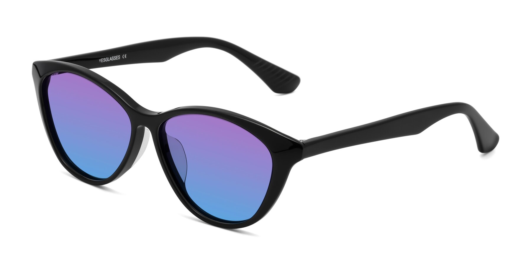 Angle of Casualness in Black with Purple / Blue Gradient Lenses