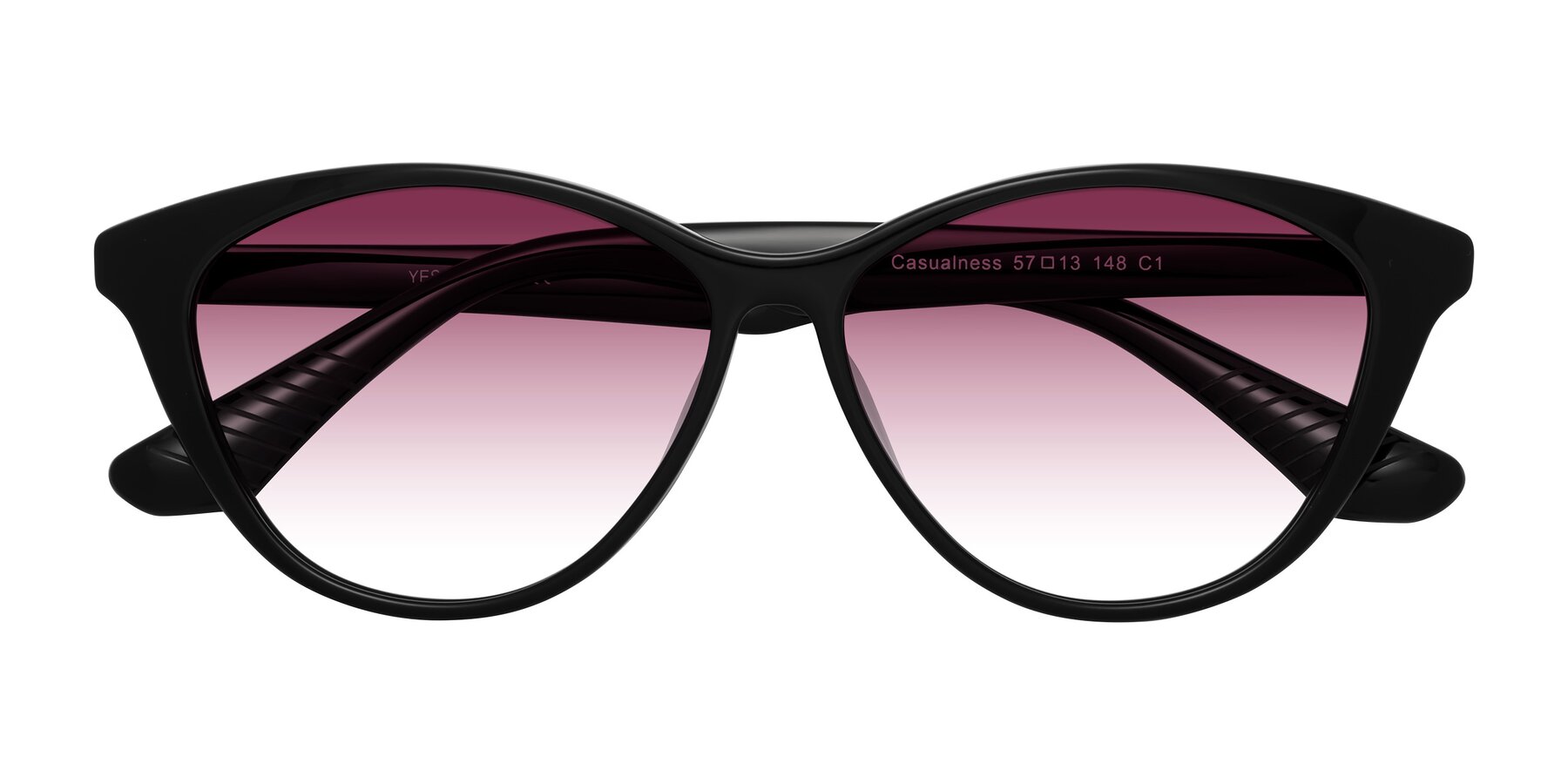 Folded Front of Casualness in Black with Wine Gradient Lenses