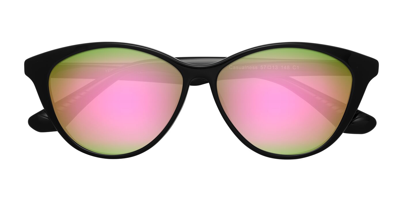 Casualness - Black Flash Mirrored Sunglasses