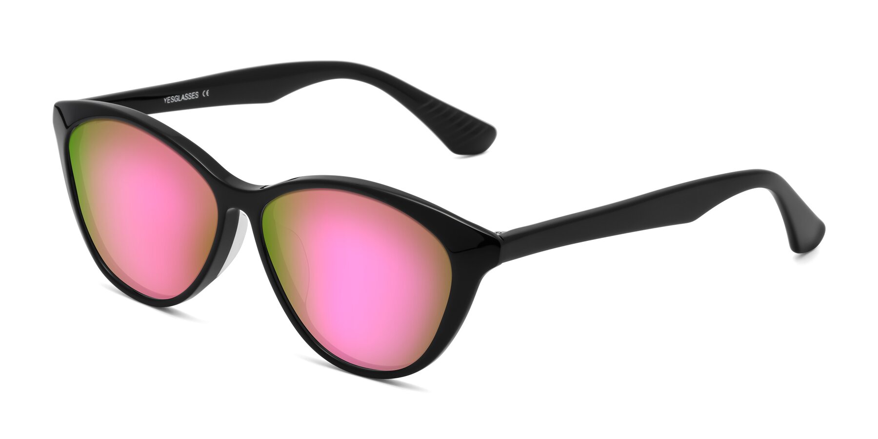 Angle of Casualness in Black with Pink Mirrored Lenses