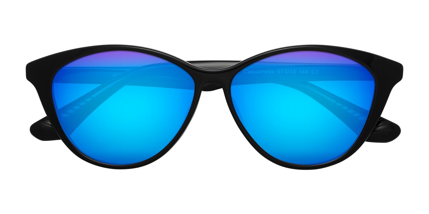 Casualness - Black Flash Mirrored Sunglasses