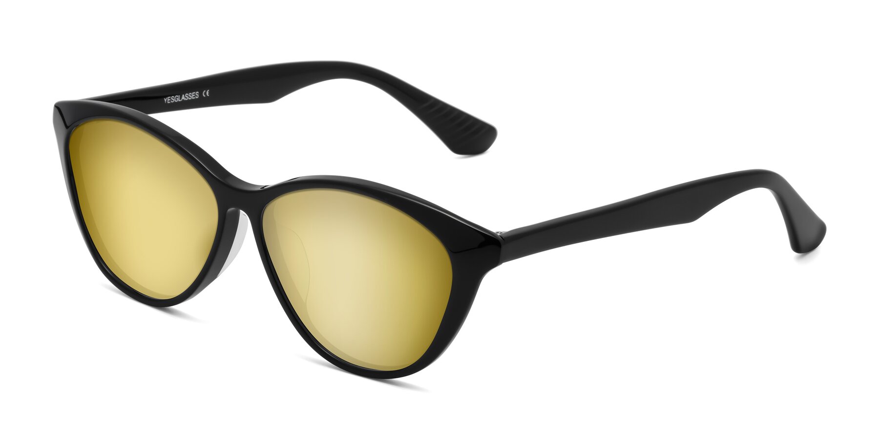 Angle of Casualness in Black with Gold Mirrored Lenses