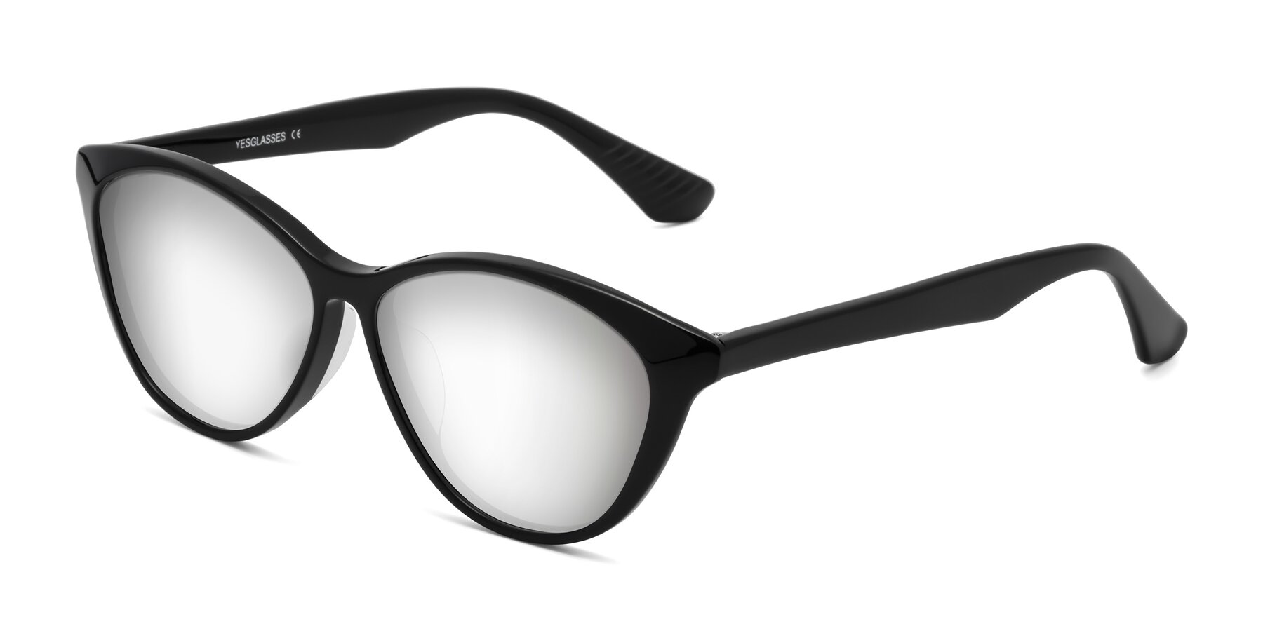 Angle of Casualness in Black with Silver Mirrored Lenses