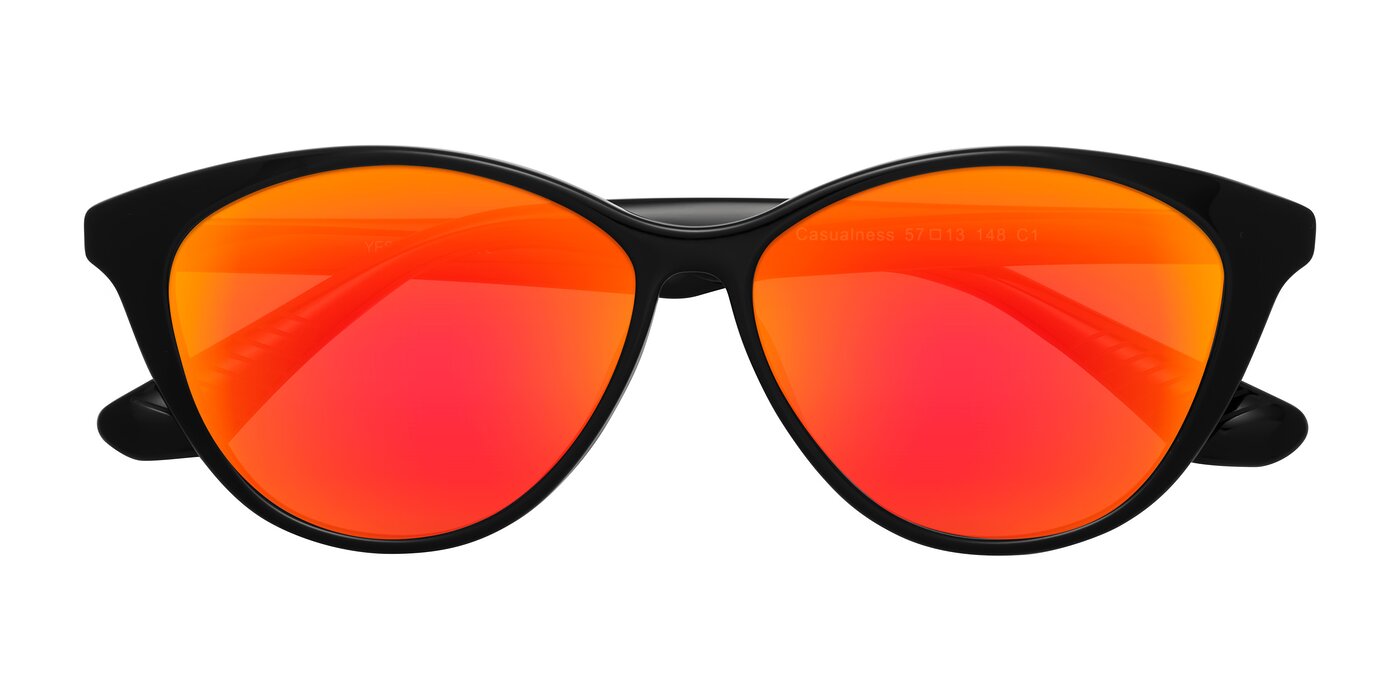 Casualness - Black Flash Mirrored Sunglasses