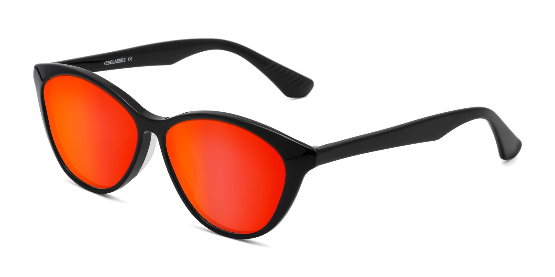 Angle of Casualness in Black with Red Gold Mirrored Lenses