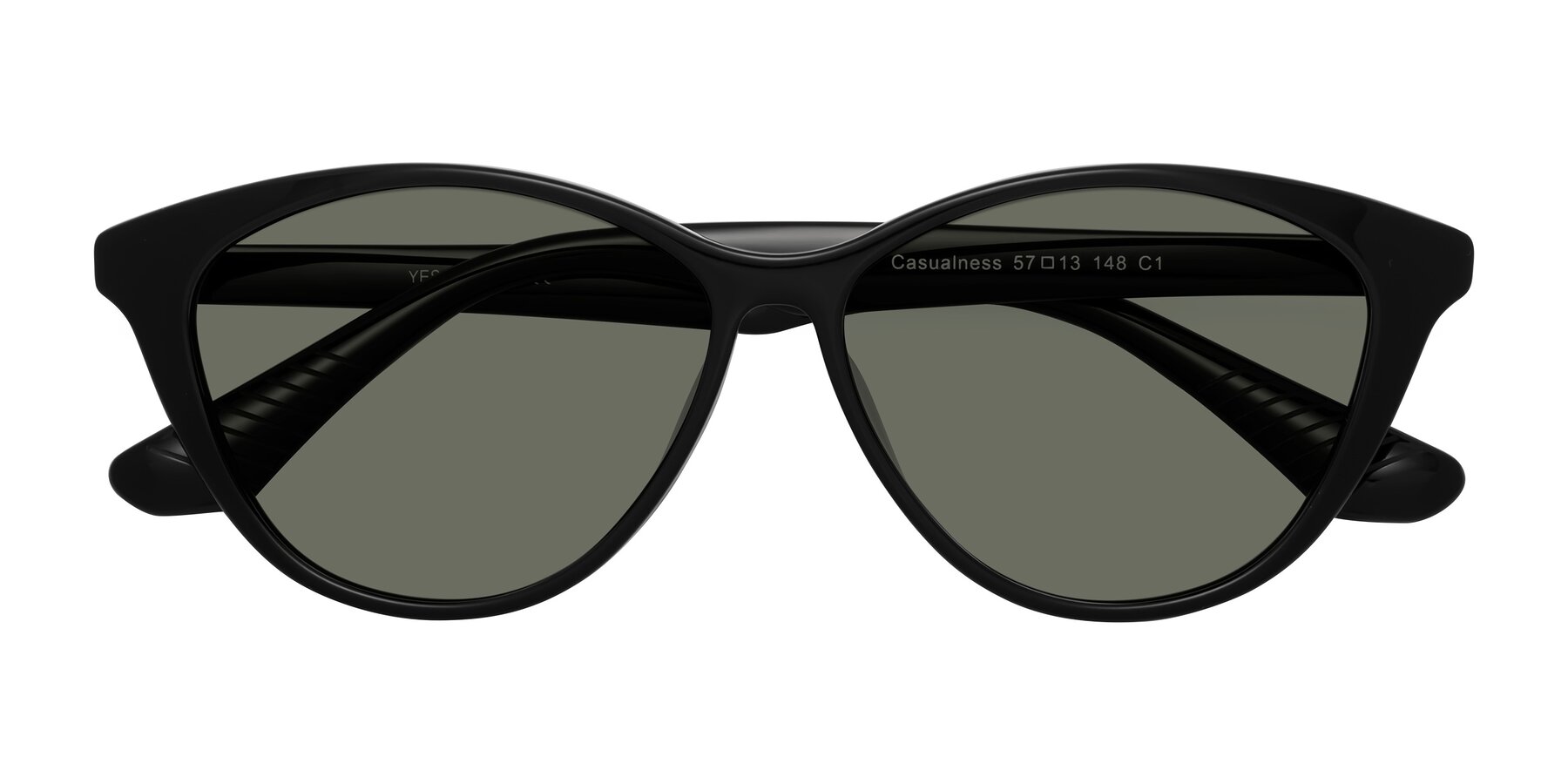 Folded Front of Casualness in Black with Gray Polarized Lenses