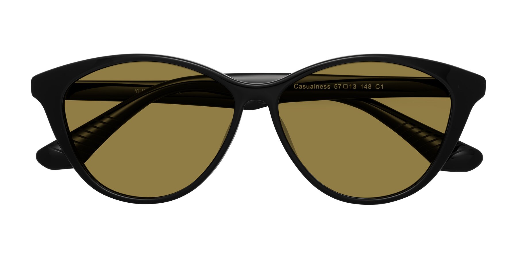 Folded Front of Casualness in Black with Brown Polarized Lenses