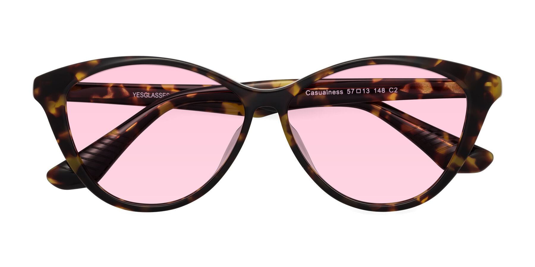 Folded Front of Casualness in Tortoise with Light Pink Tinted Lenses