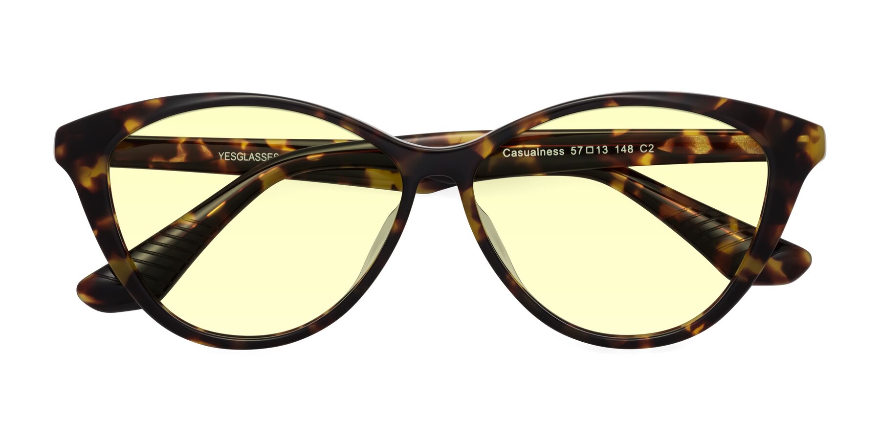 Folded Front of Casualness in Tortoise with Light Yellow Tinted Lenses