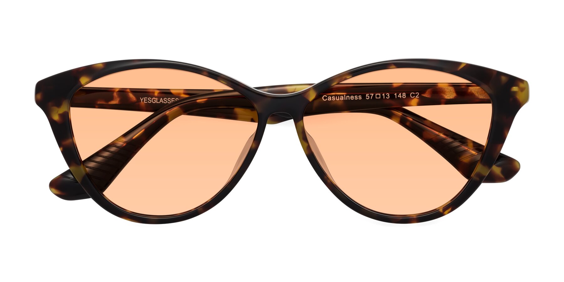 Folded Front of Casualness in Tortoise with Light Orange Tinted Lenses