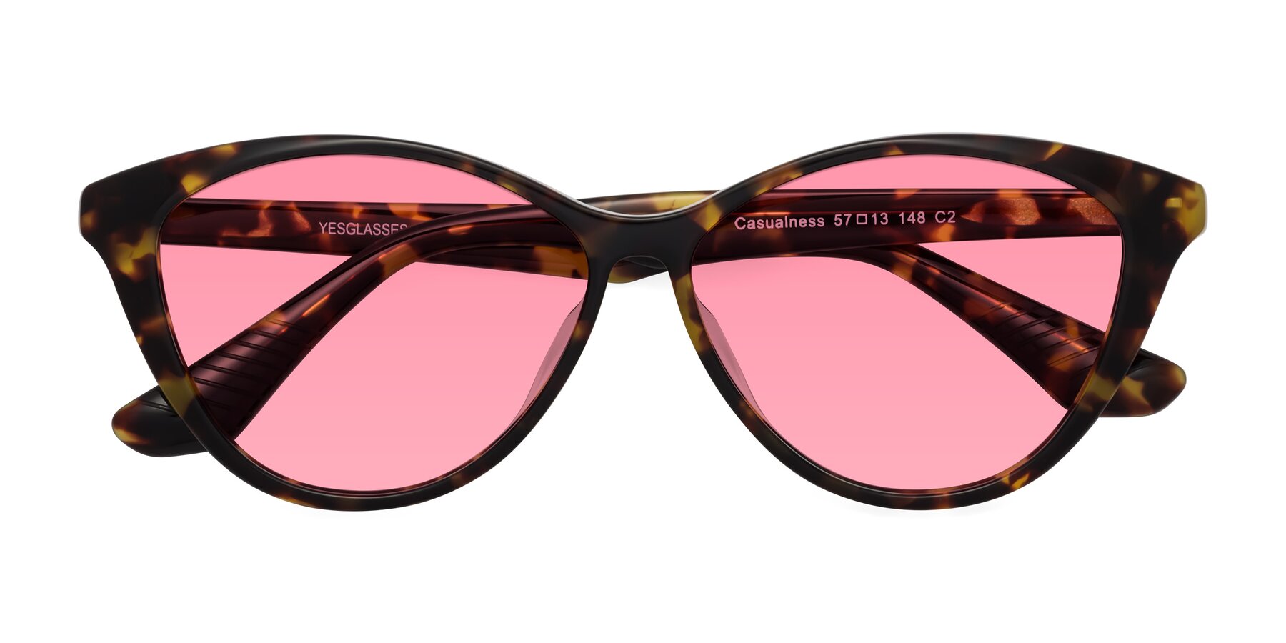 Folded Front of Casualness in Tortoise with Pink Tinted Lenses