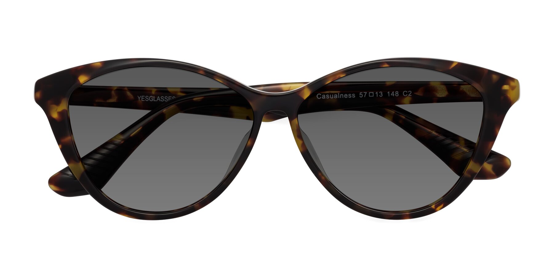 Folded Front of Casualness in Tortoise with Medium Gray Tinted Lenses