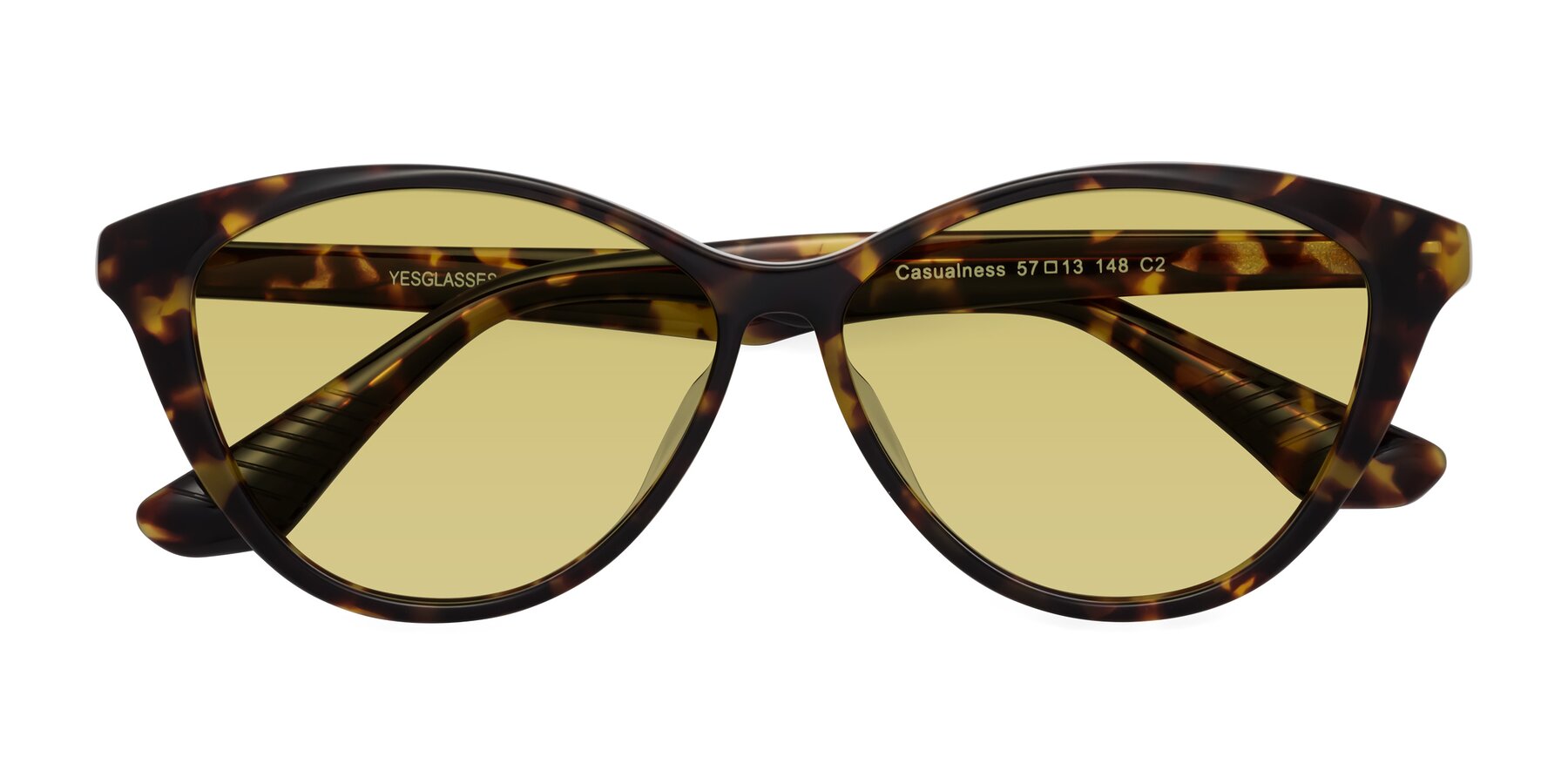 Folded Front of Casualness in Tortoise with Medium Champagne Tinted Lenses