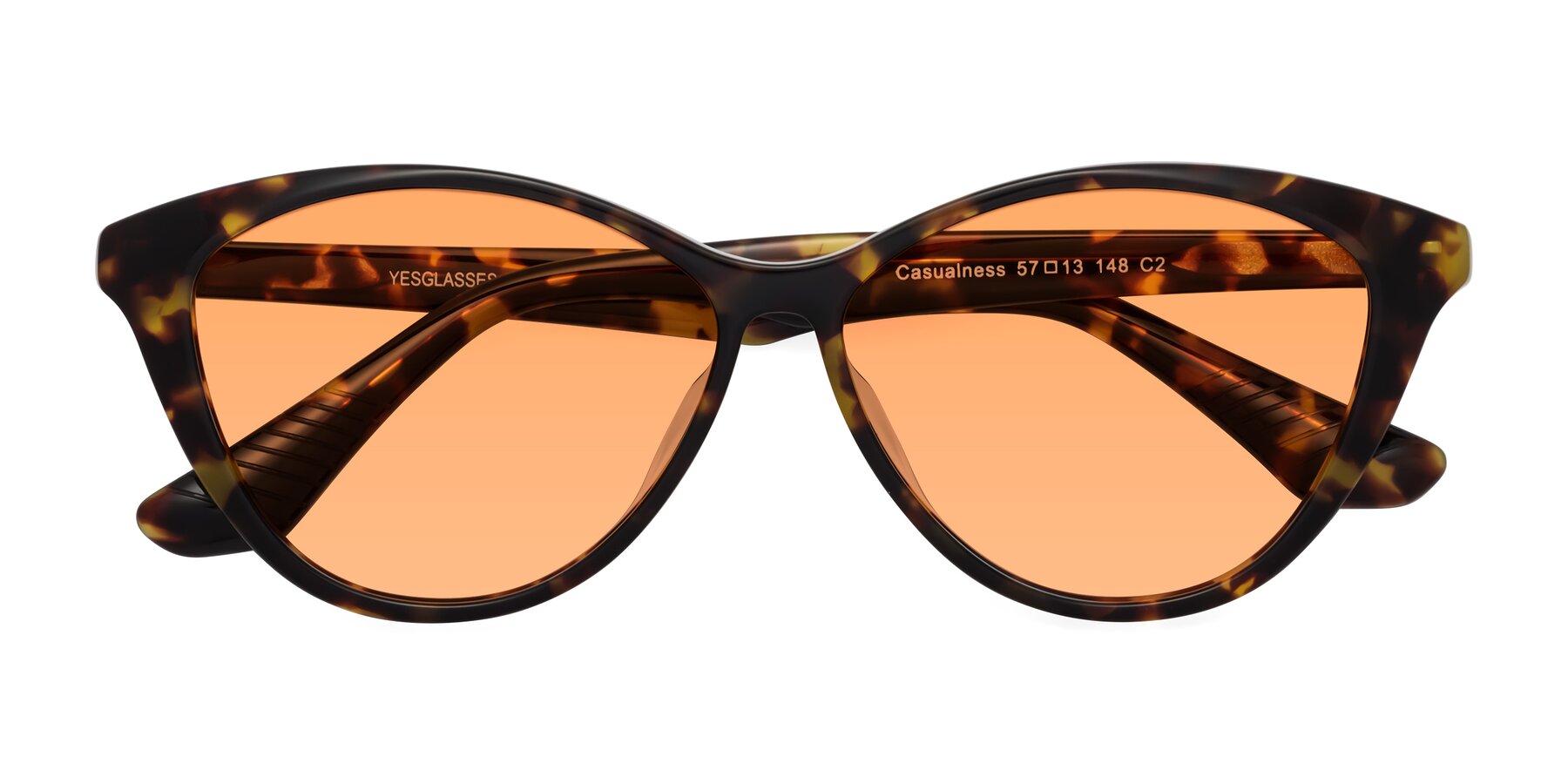 Folded Front of Casualness in Tortoise with Medium Orange Tinted Lenses