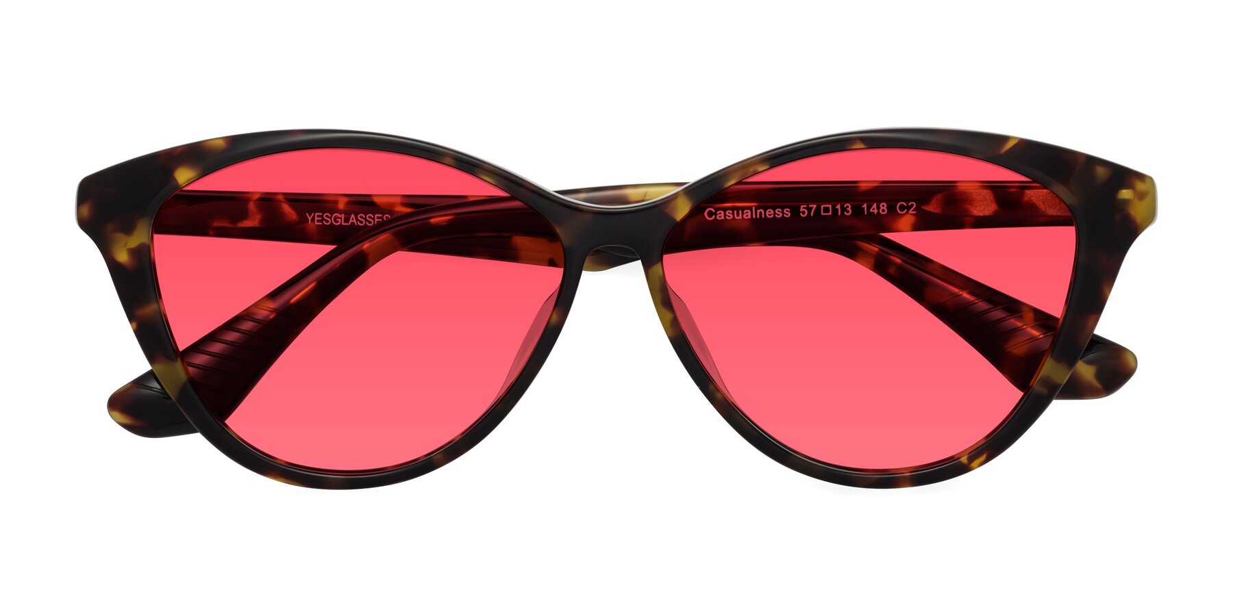 Folded Front of Casualness in Tortoise with Red Tinted Lenses