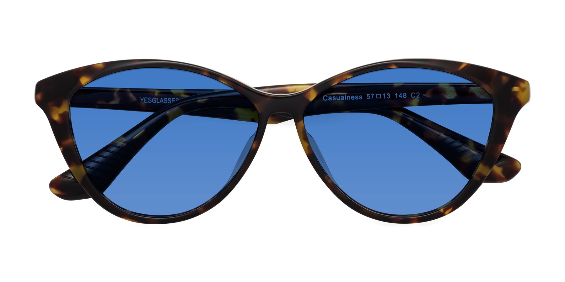 Folded Front of Casualness in Tortoise with Blue Tinted Lenses