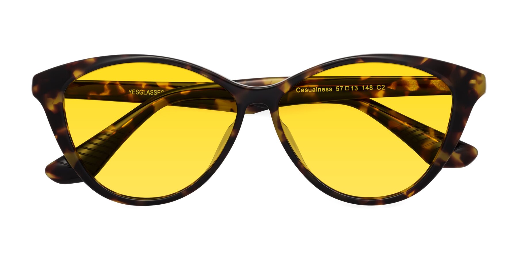 Folded Front of Casualness in Tortoise with Yellow Tinted Lenses