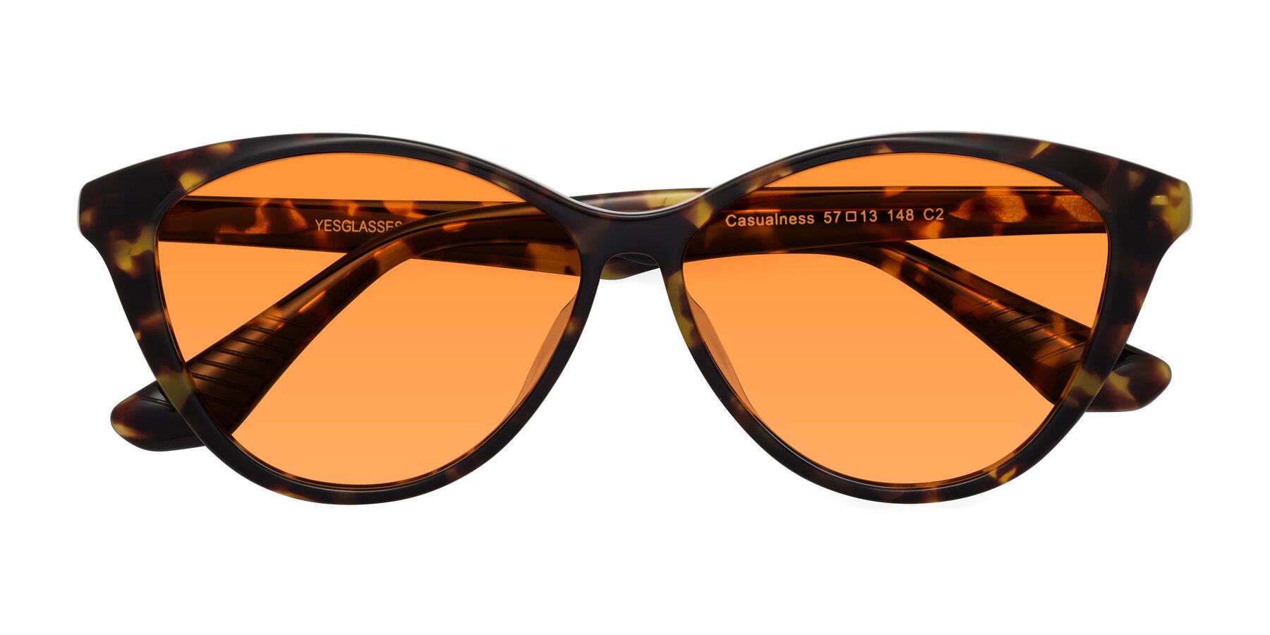 Folded Front of Casualness in Tortoise with Orange Tinted Lenses