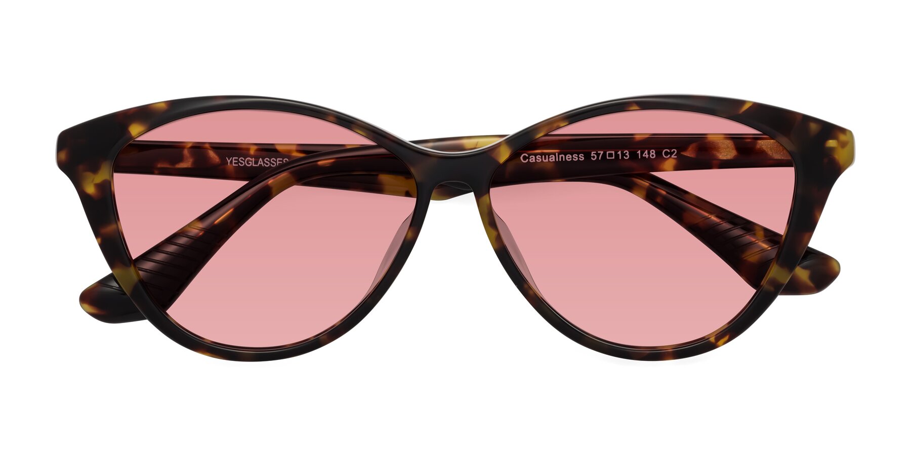 Folded Front of Casualness in Tortoise with Medium Garnet Tinted Lenses