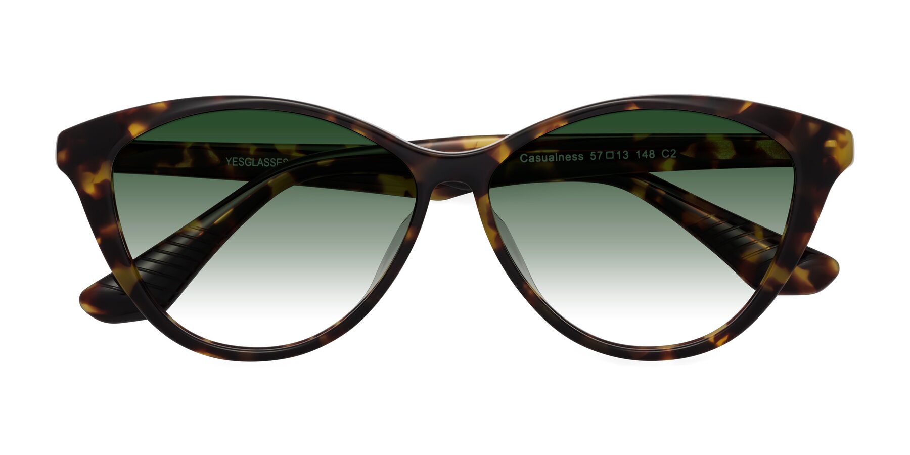 Folded Front of Casualness in Tortoise with Green Gradient Lenses