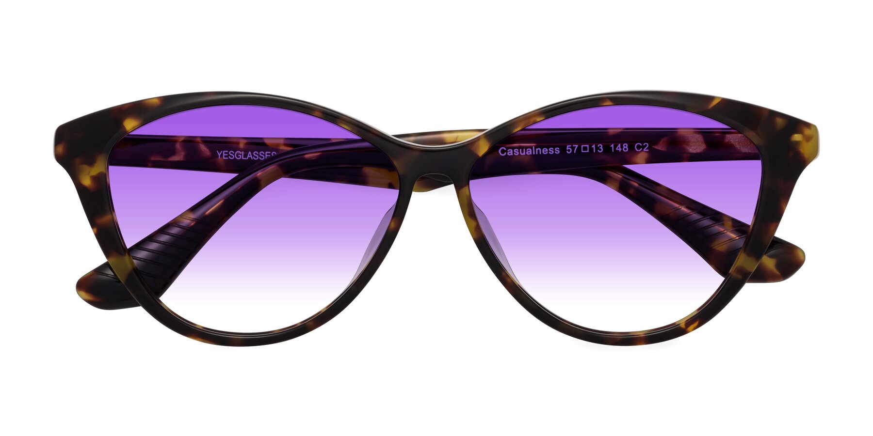 Folded Front of Casualness in Tortoise with Purple Gradient Lenses