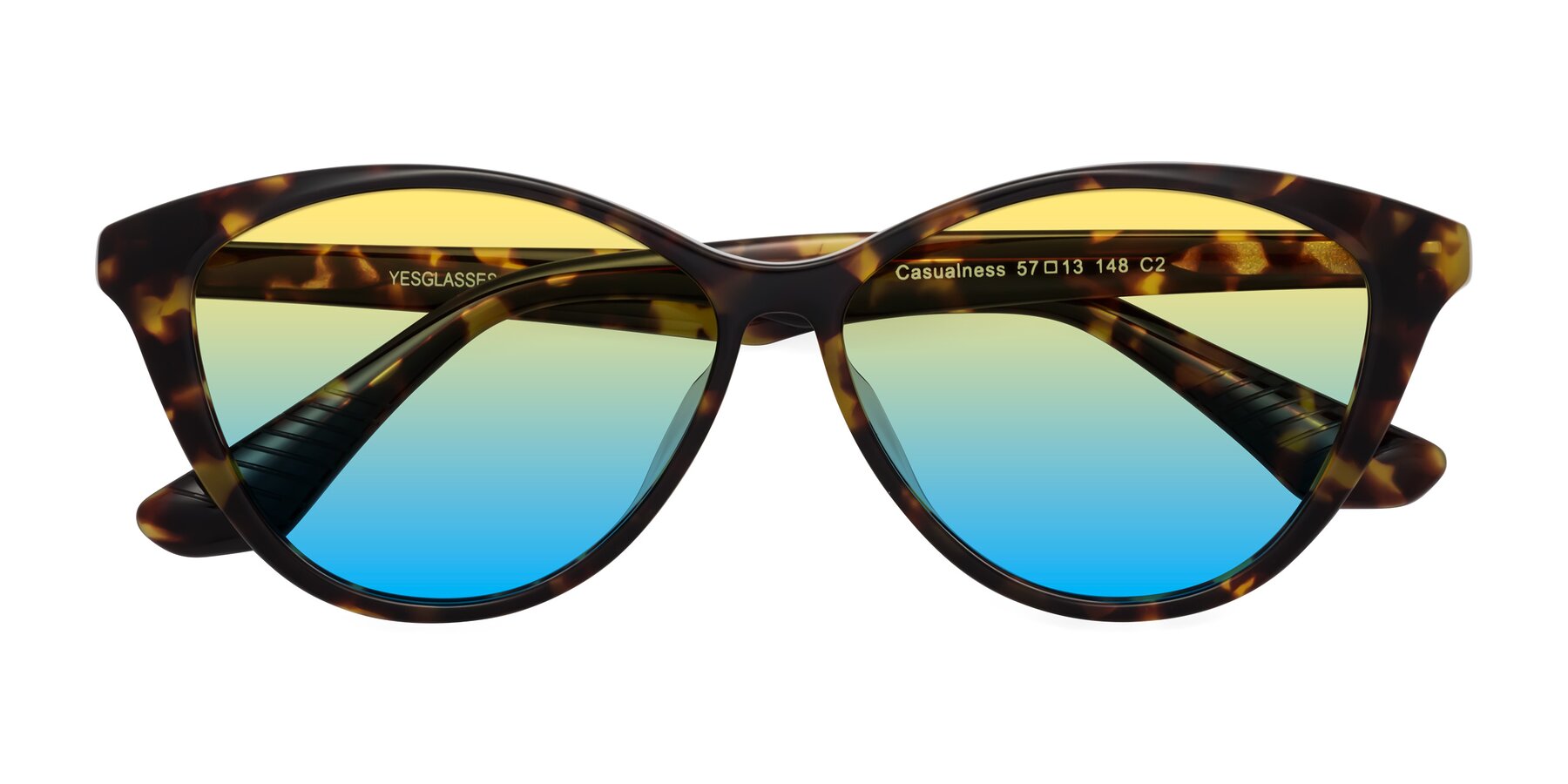 Folded Front of Casualness in Tortoise with Yellow / Blue Gradient Lenses