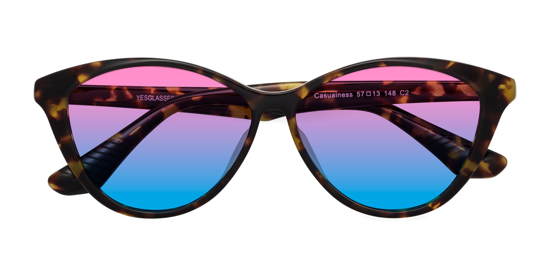 Folded Front of Casualness in Tortoise with Pink / Blue Gradient Lenses