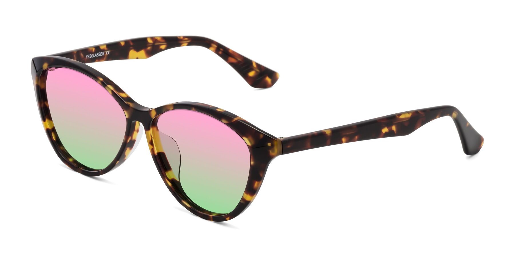 Angle of Casualness in Tortoise with Pink / Green Gradient Lenses