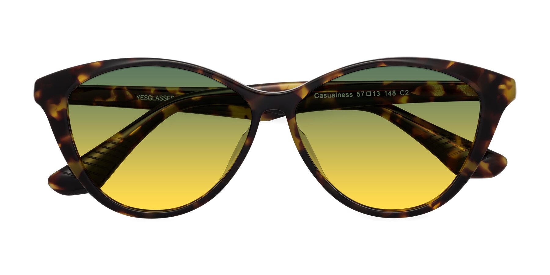 Folded Front of Casualness in Tortoise with Green / Yellow Gradient Lenses