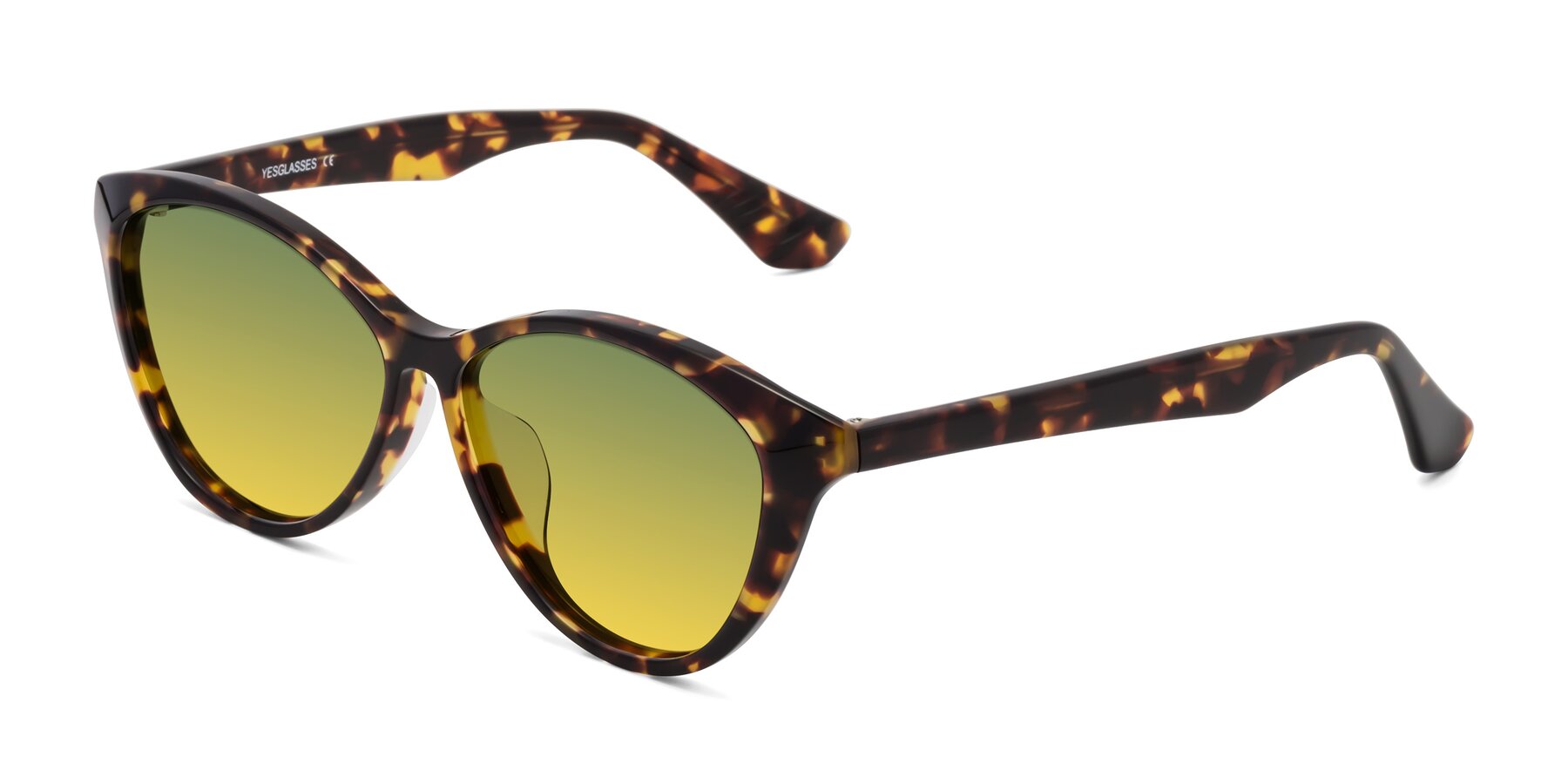 Angle of Casualness in Tortoise with Green / Yellow Gradient Lenses